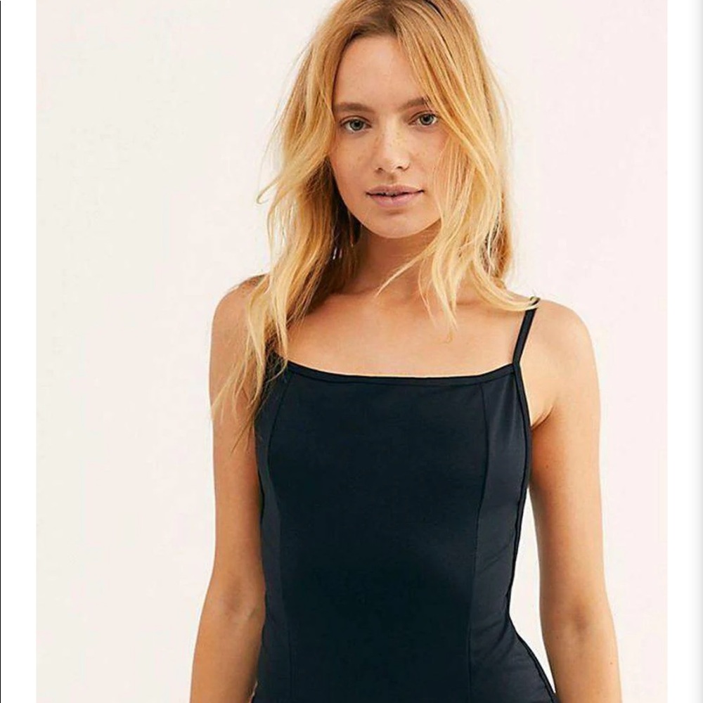 Black Free People Women's Lila Square Neck Bodysuit -NWOT